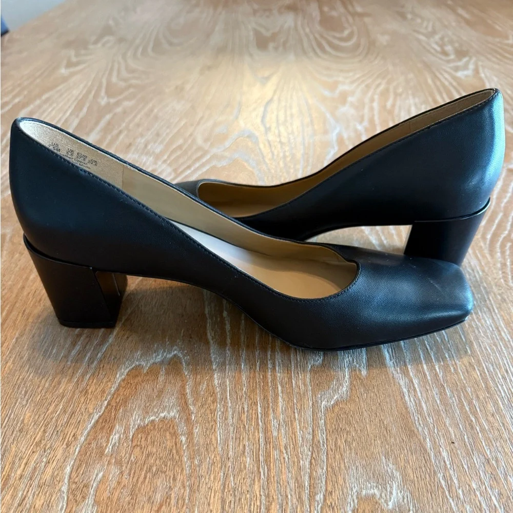 NATURALIZER “Karina” Black Leather Square Toe Block Heel‎ Pumps Women’s Size 7.5